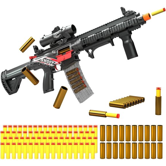 Electric Soft Bullet Toy Gun for Boys Auto-Manual Shell Ejecting Toy Foam Blast